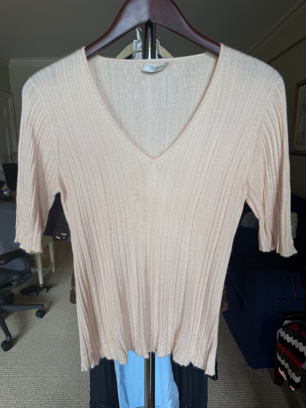 Prada Ribbed Knit V-Neck Sweater – Made in Italy – IT 46